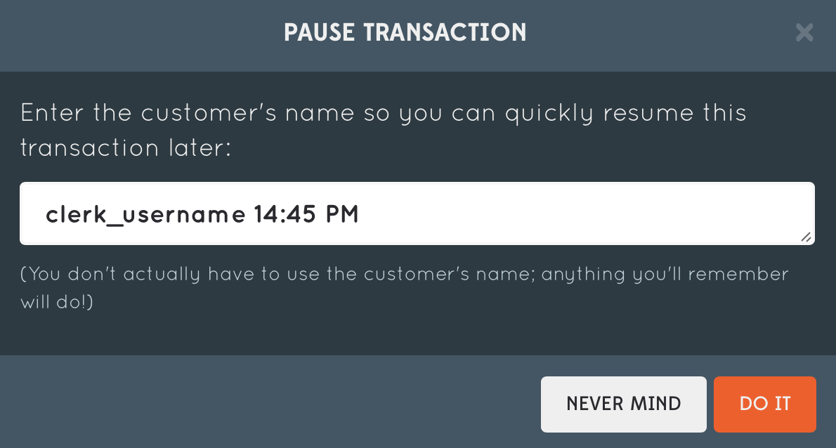 Save paused transaction